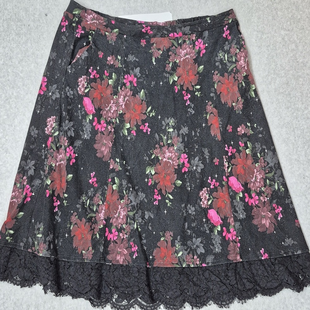 Torrid Women Skirt 2 Black Floral Romantic Lace Goth Grunge